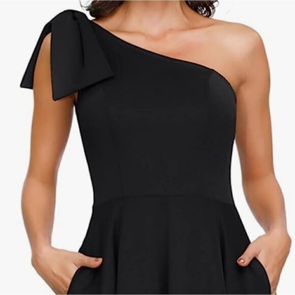 Jasambac Bow one shoulder A-line dress with pockets size LARGE - Picture 7 of 13